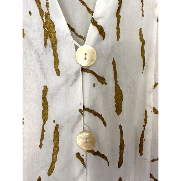 Christina Fairbanks Vintage Rayon Pearl Button Maxi Gold Sheer Dress Swim Cover - Picture 3 of 7